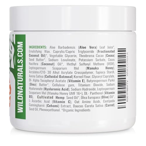 Wild Naturals ingredients label highlights premium ingredients for moisture retention