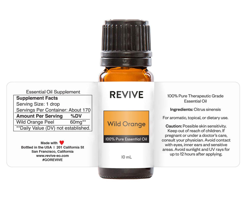 Close-up of wild orange essential oil bottle with dropper