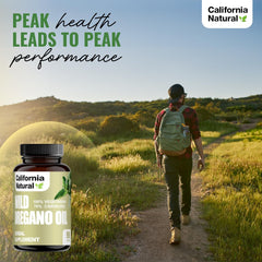Health and wellness concept with oregano oil capsules