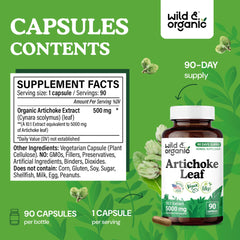 Wild & Organic Artichoke Extract bottle with 500 mg label