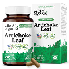 Front view of Wild & Organic Artichoke Extract Capsules 500 mg bottle