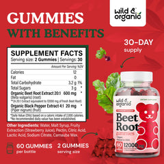 Beet Root Gummies bottle displaying 60-count