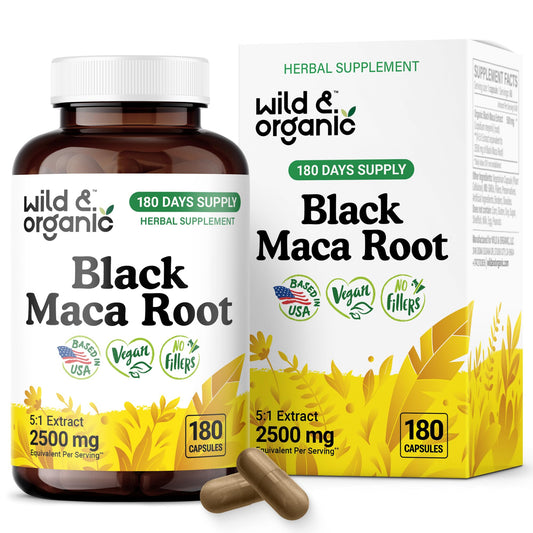 Wild & Organic Black Maca Root Capsules bottle front