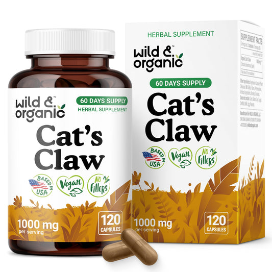 Bottle of Wild & Organic Cat Claw Capsules 1000 mg