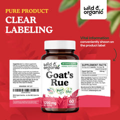 Packaging box and bottle layout for Wild & Organic Goat's Rue supplement