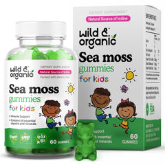 Wild & Organic Irish Sea Moss Gummies for Kids 800mg Immune Support bottle