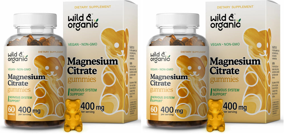 Hero image: Wild & Organic Magnesium Citrate Gummies packaging (Pack of 2)