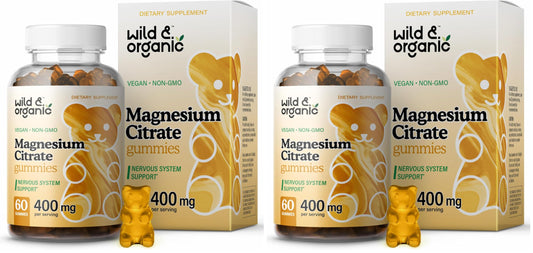 Hero image: Wild & Organic Magnesium Citrate Gummies packaging (Pack of 2)