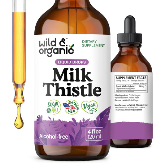 Bottle of Wild & Organic Milk Thistle Liquid Drops, 4 fl oz
