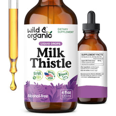 Bottle of Wild & Organic Milk Thistle Liquid Drops, 4 fl oz