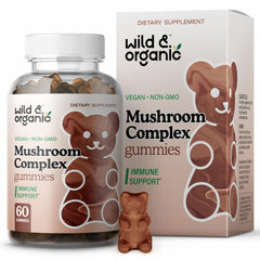 Front view of Wild & Organic Mushroom Gummies bottle