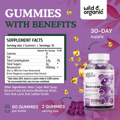Blueberry-flavored resveratrol gummy close-up