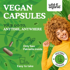 Vegan, non-GMO dietary supplement badge on bottle