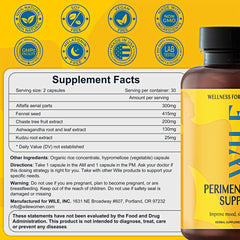 WILE herbal blend ingredients close-up showing alfalfa fennel and ashwagandha benefits.