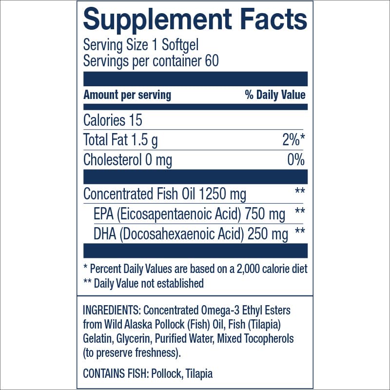 Wiley's Finest Peak EPA softgels close-up emphasizing burpless, easy-to-swallow capsules.