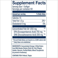 Wiley's Finest Peak EPA softgels close-up emphasizing burpless, easy-to-swallow capsules.