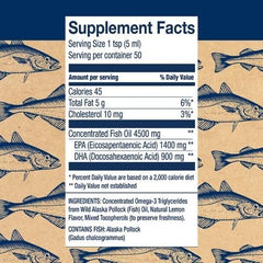 Close-up pour showing liquid omega-3 from Wiley's Finest bottle