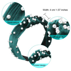 Willbond 3-piece velvet-knotted pearl headband in gray for versatile styling.