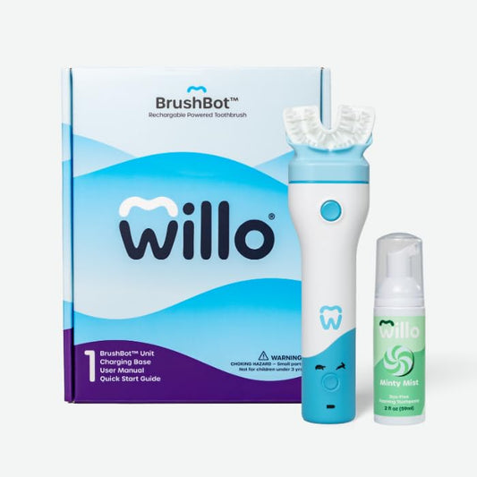 Front view of Willo BrushBot Kids U-Shaped Toothbrush