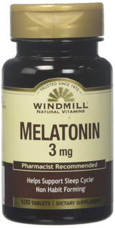 Windmill Melatonin 3 mg bottle and label