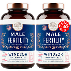 Windsor Botanicals Men's Fertility Supplements 2-Pack bottle with capsules