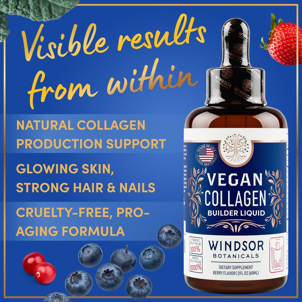 Product label showing vegan collagen and organic ingredients