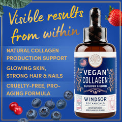Product label showing vegan collagen and organic ingredients