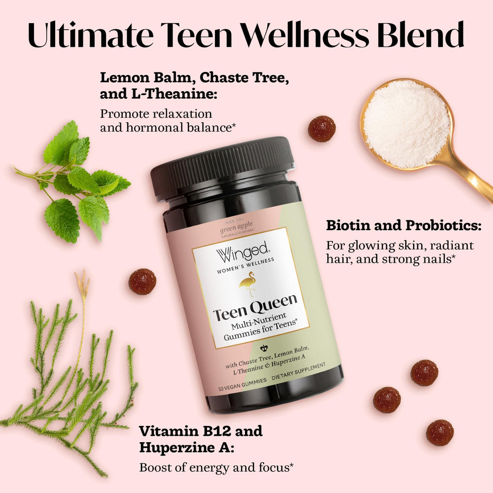 Vegan Teen Queen Gummies packaging with ingredients