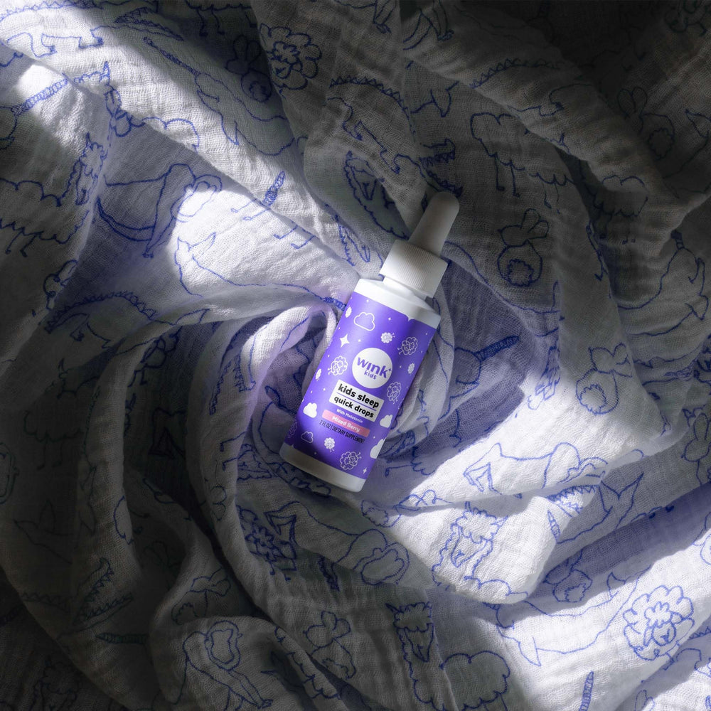 Graphic showing 1mg per serving dosage for kids' melatonin drops