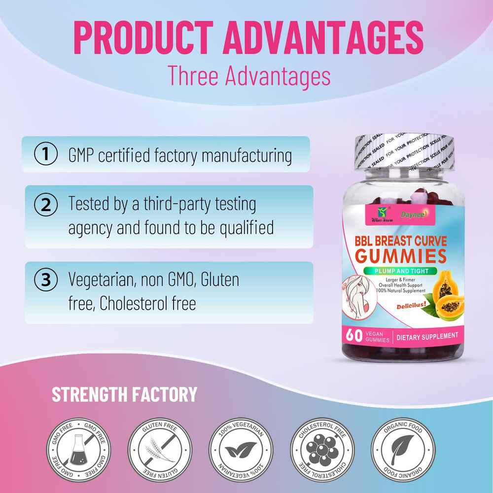 Close-up of Wins Town BBL Chest Curve Gummies