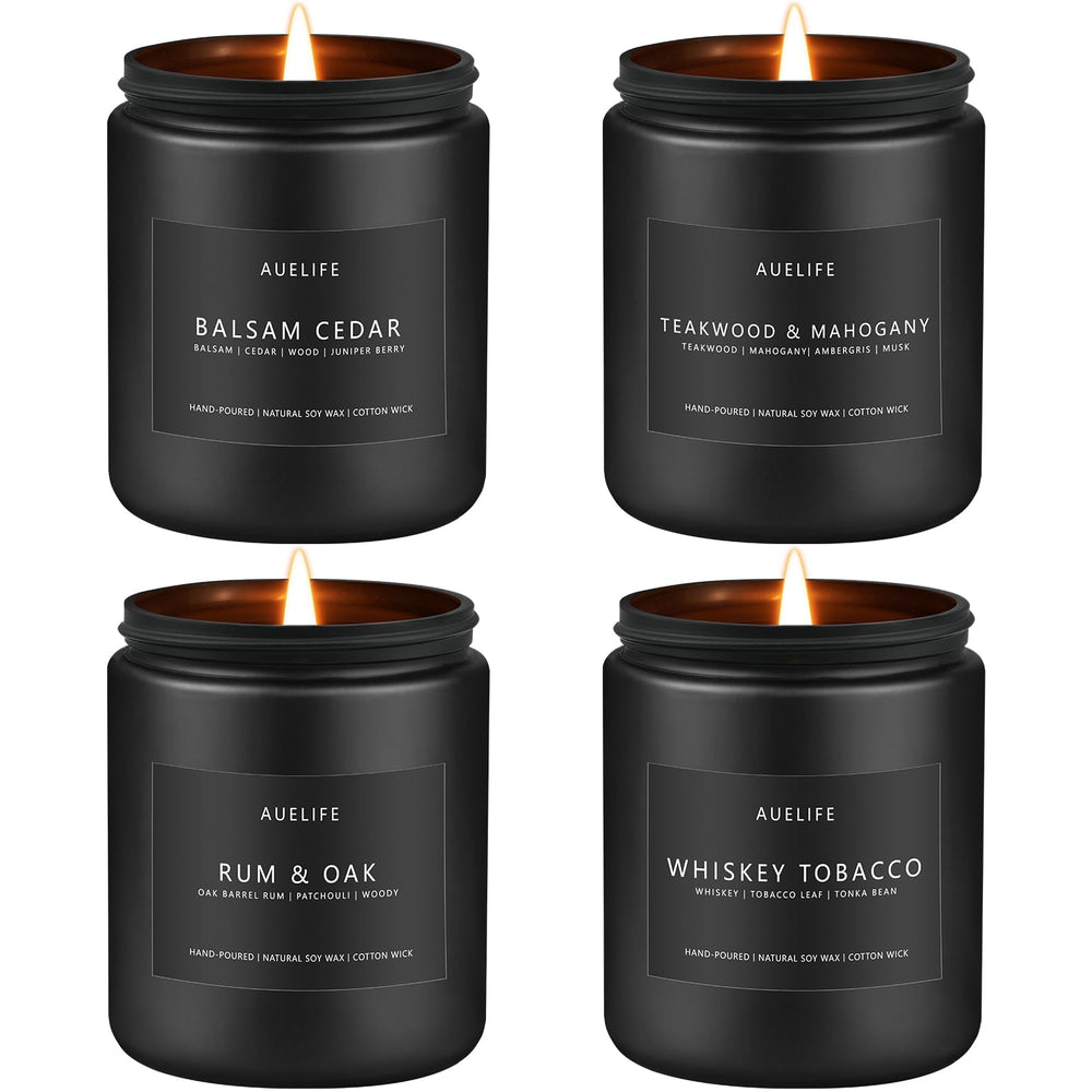 Balsam Cedar soy candle in a black matte jar