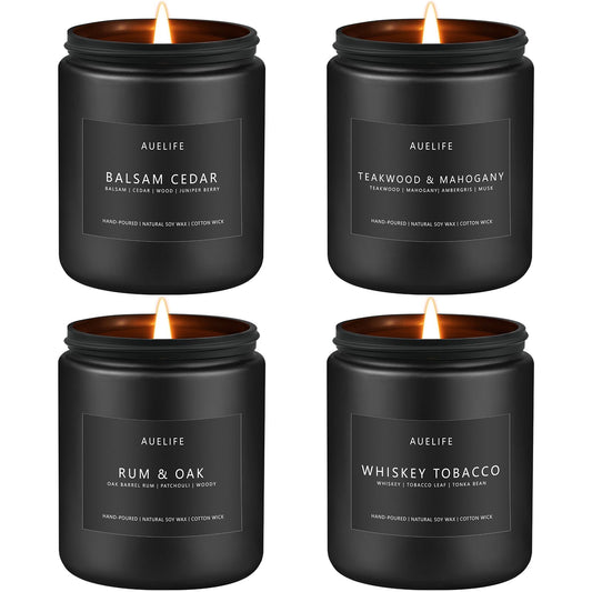 Balsam Cedar soy candle in a black matte jar