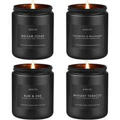Balsam Cedar soy candle in a black matte jar