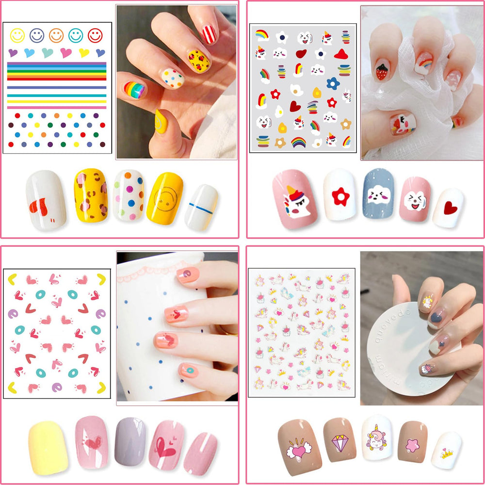 Winthrop nail stickers rainbow hearts for bright, charming nail art.