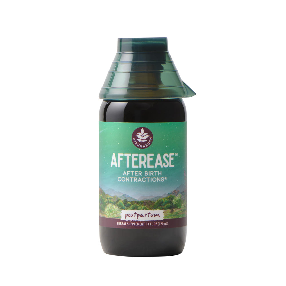 WishGarden AfterEase bottle label supports postpartum comfort during recovery.