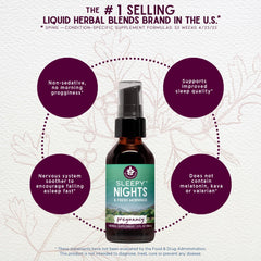 Product label reading Sleepy Nights for Pregnancy – 2oz tincture