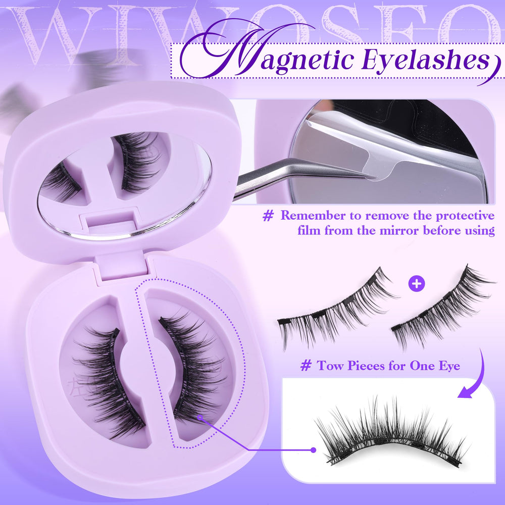 Wiwoseo natural wispy magnetic lashes offering a seamless look.
