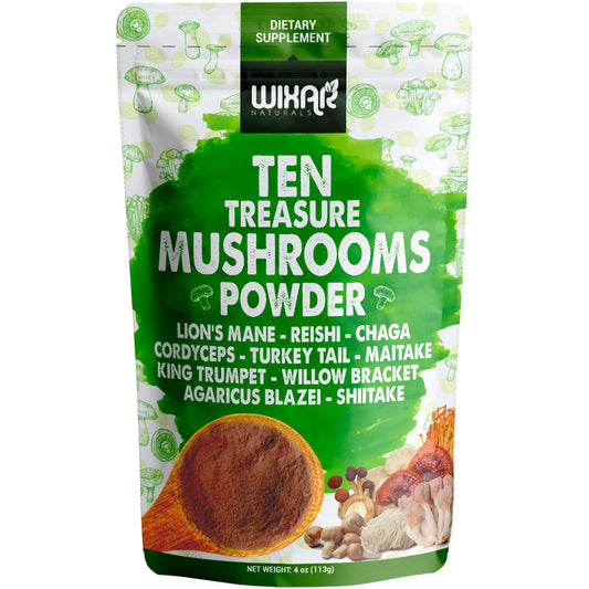 Wixar Naturals Ten Treasure Mushrooms powder jar front