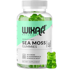 Front view of Wixar Naturals Sea Moss Gummies bottle