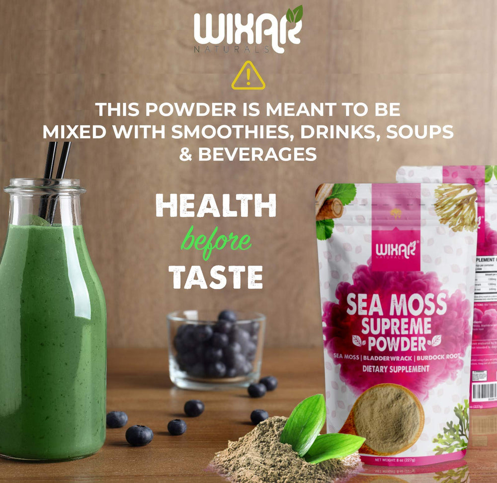 Wixar Naturals Sea Moss Powder label close-up