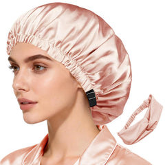 WJing Yi Jia satin bonnet with double-layer design for overnight protection and smooth hair.