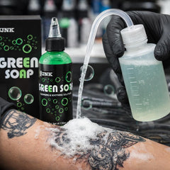 WMHSO studio cleaning setup highlights professional hygiene with concentrated soap.