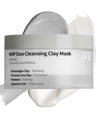 WNP Duo Cleansing Clay Mask texture closeup shows creamy clay formula for deep cleansing.