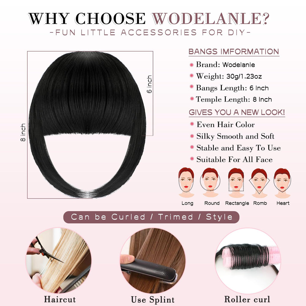 Wodelanle clip-in bangs clip closeup shows secure, discreet attachment