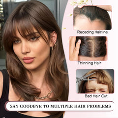 Wodelanle clip-in bangs styled for everyday looks and events