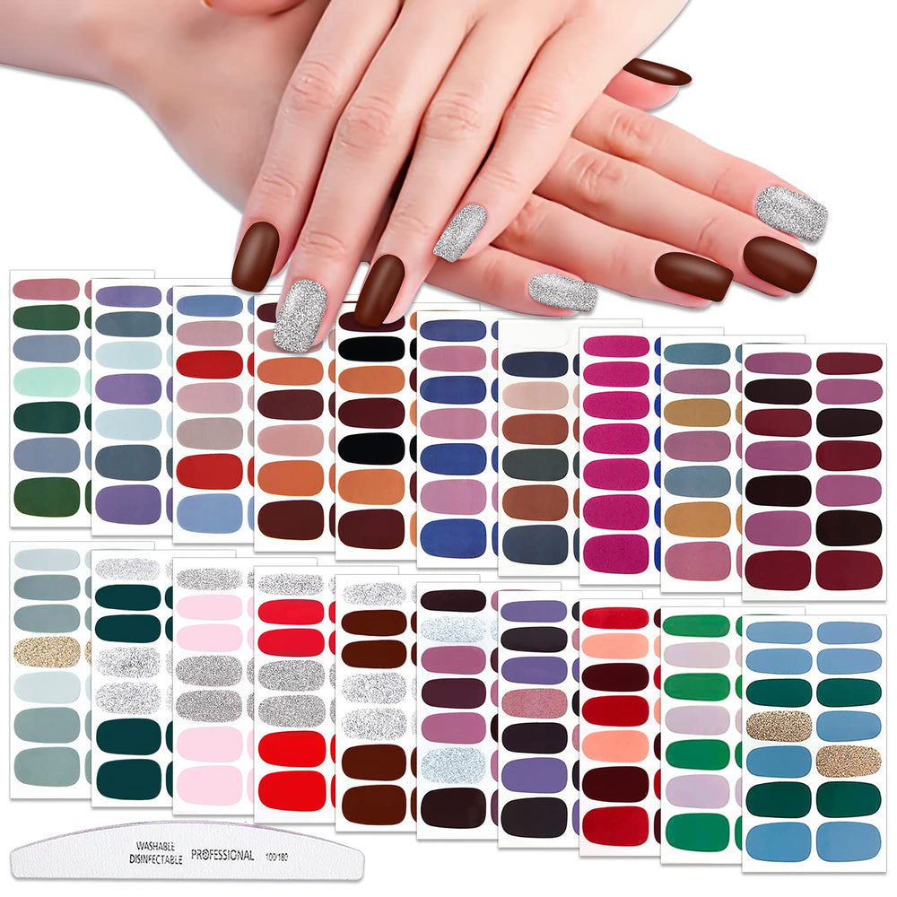 WOKOTO 20-sheets nail strips laid out for quick DIY manicure