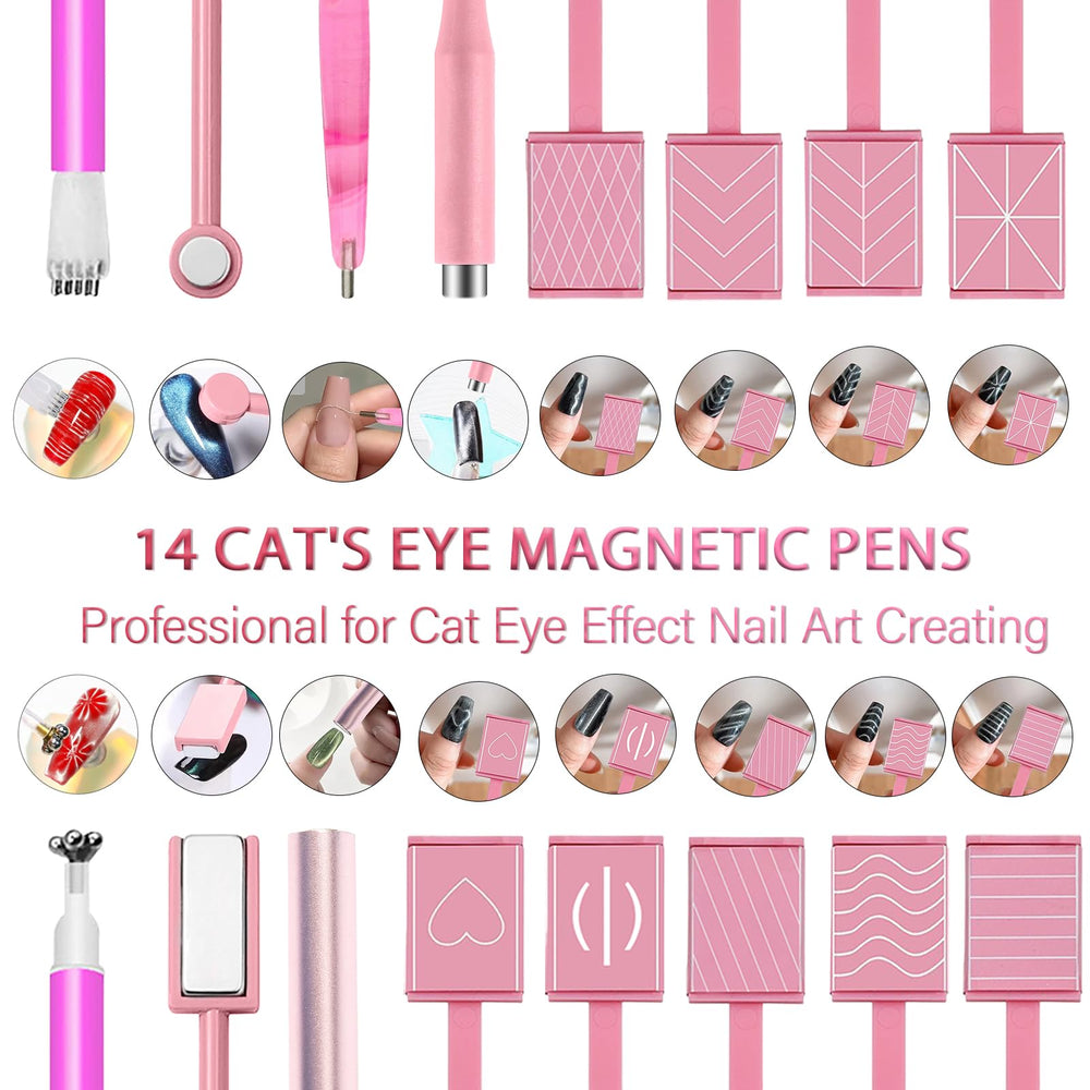 WOKOTO cat eye magnet pink set beads deliver 3D depth with each nail application