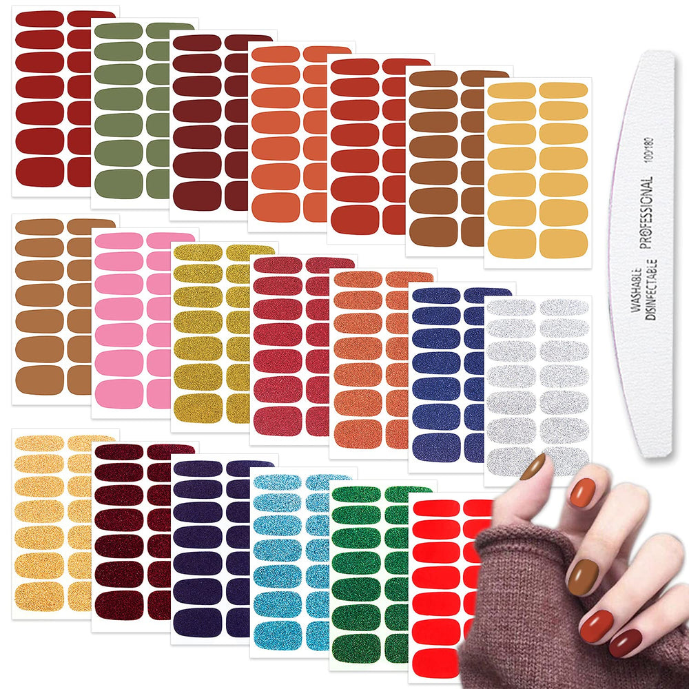 WOKOTO glitter solid nail strip close-up showing dazzling color options