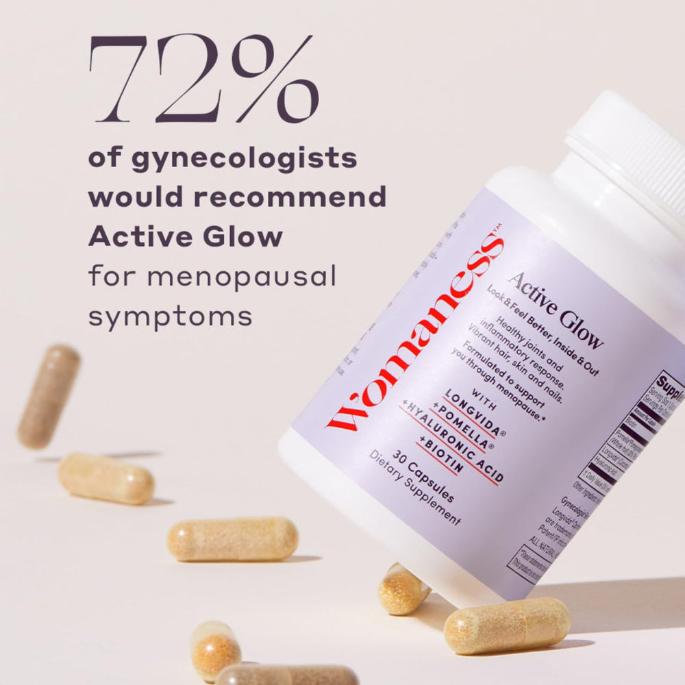 Womaness Active Glow Pomella pomegranate extract hydrates skin and protects elasticity.