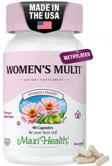 Womens Multivitamin bottle with 90 capsules and label